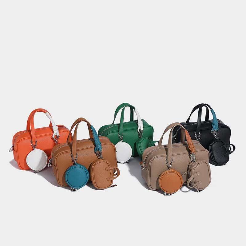 Boston Small Square 2025 New Y2k Contrasting Color Multi-Pendant Free Custom One-Shoulder Crossbody Bag Women's Handbag