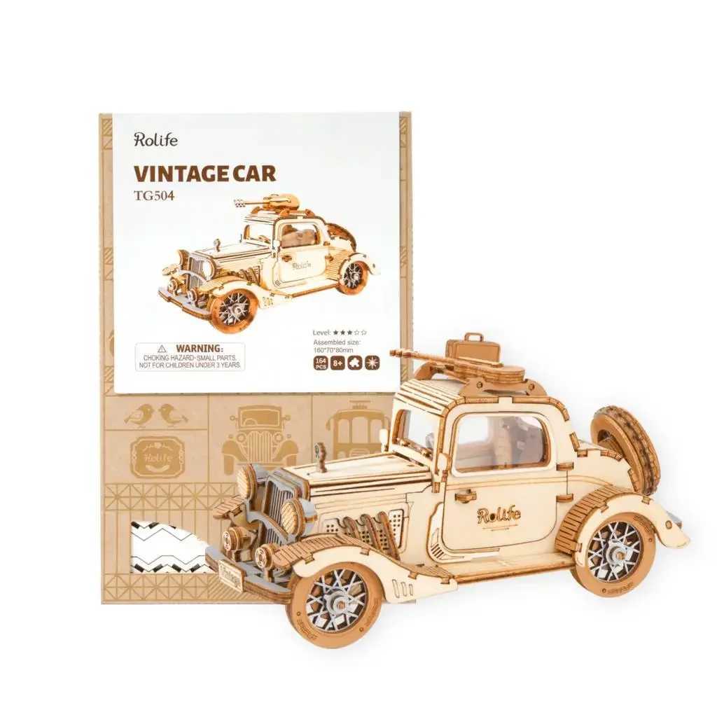 Robotime Rolife Vintage Car Model 3D Wooden Puzzle Toys for Chilidren Kids Adult TG504 C251104