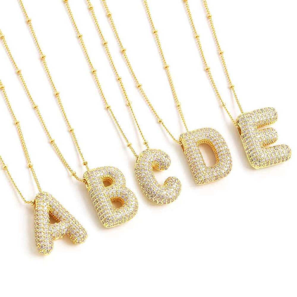 Balloon A-Z Name Initial Letter Iced VVS Moissanite Pendant Hip Hop Straight Pull Fashion Women's Jewelry Necklace
