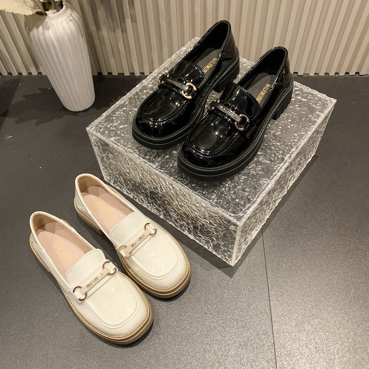 designer shoes 2025 Women's thick-soled height-increasing loafers spring style slip-on British style small leather shoes match with skirts JK sin