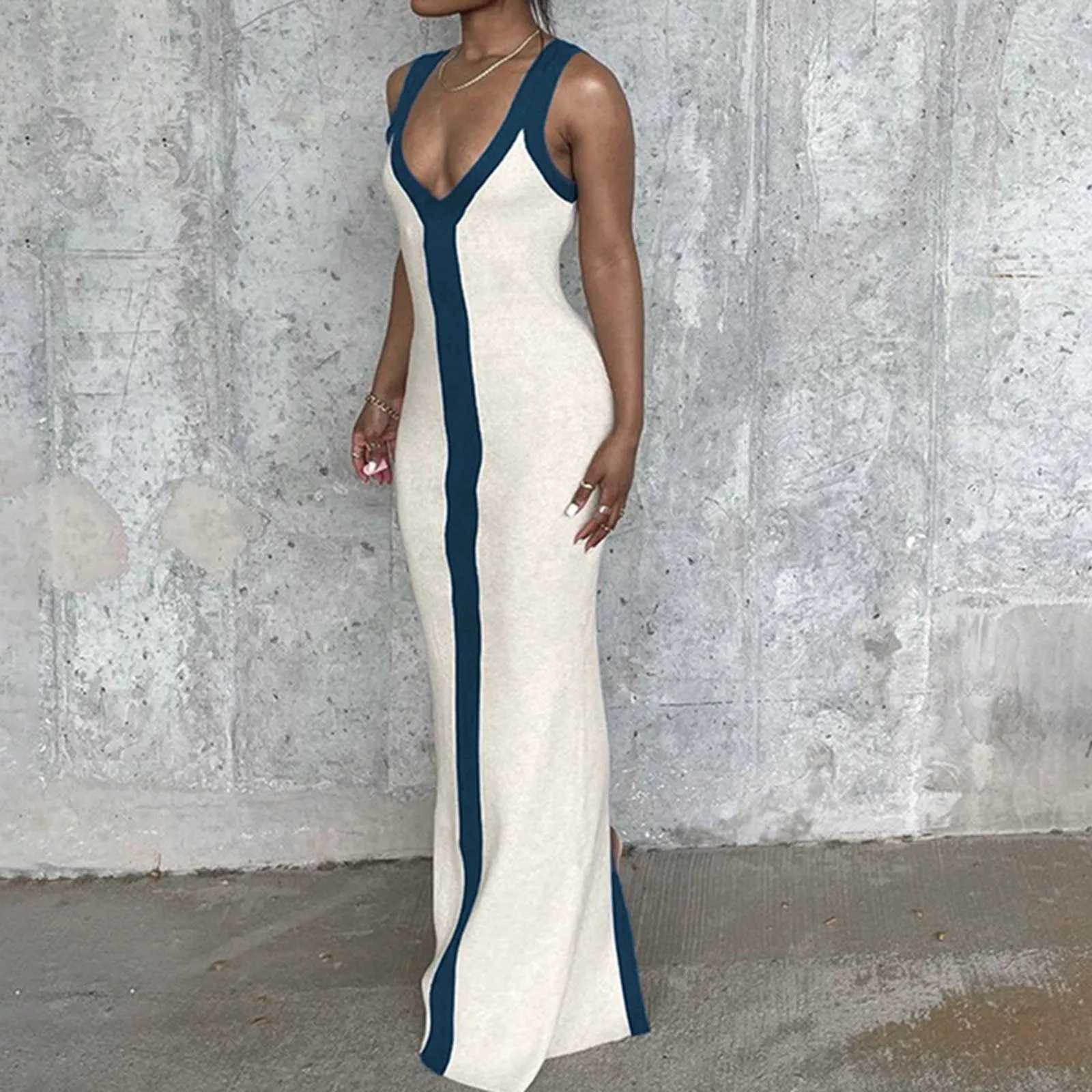 Summer Sexy V-neck Slip Draped Maxi Dress Gown Straps Patchwork Elegant Prom Dress Club Party Outfits Casual Strtwear Vestido X2504031