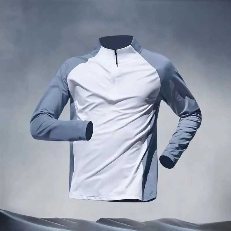 New Creative Half Zipper Training Clothing for Mens Speedos Long Sleeves for Spring and Autumn/Summer Sports Athletes Running T-shirts for Fitness W25