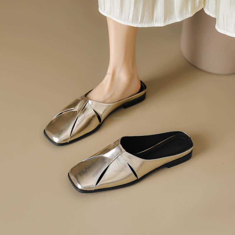 New Designer Sandals With Free Shipping Square Headed Baotou Half Slippers 2025 Summer Fashion Korean Edition French Hollow Breathable Women's Fl