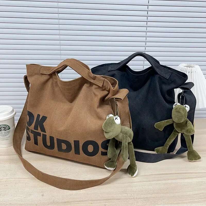 New Thickened Washed Canvas Korean Women Handbag Shoulder Bag, Large Capacity Women's Shopping Bags, Student School Bags