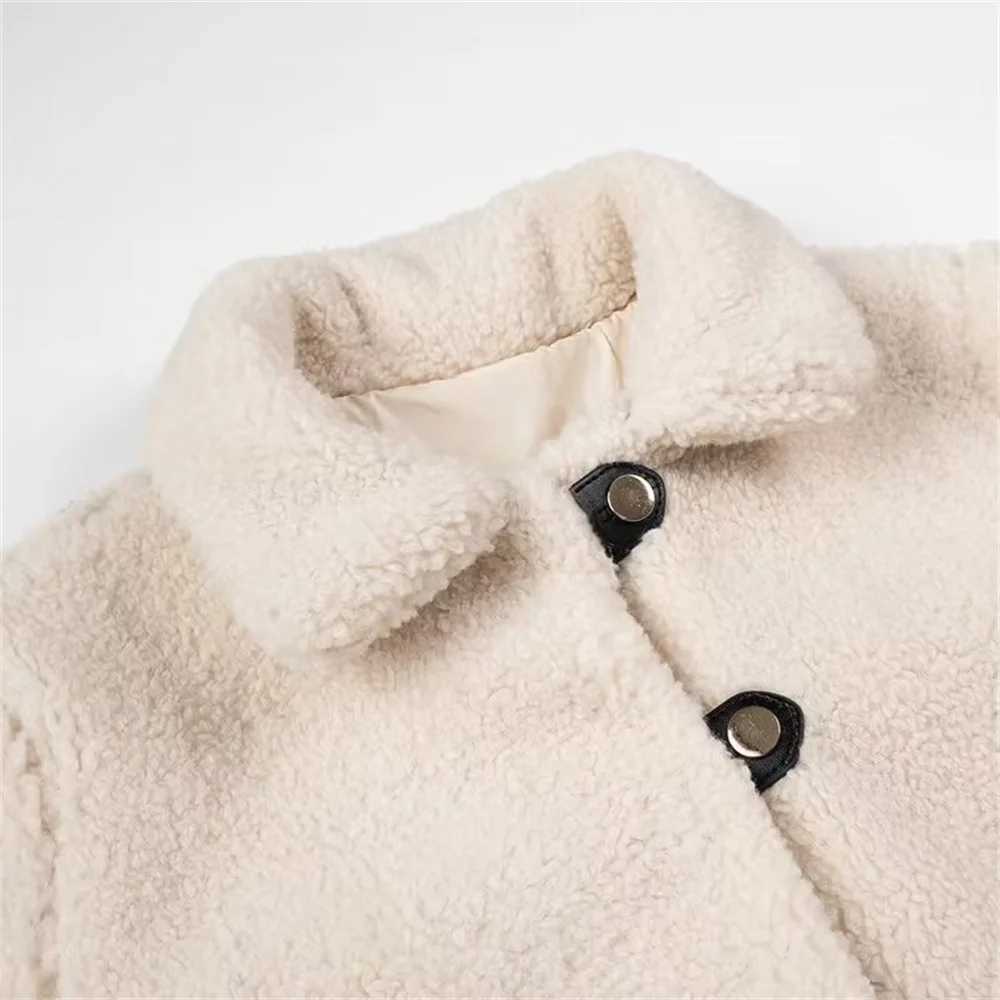 AutumnWinter New Product Womens Fashion and Casual Versatile Buckle Decoration Brushed Jacket Coat J251103