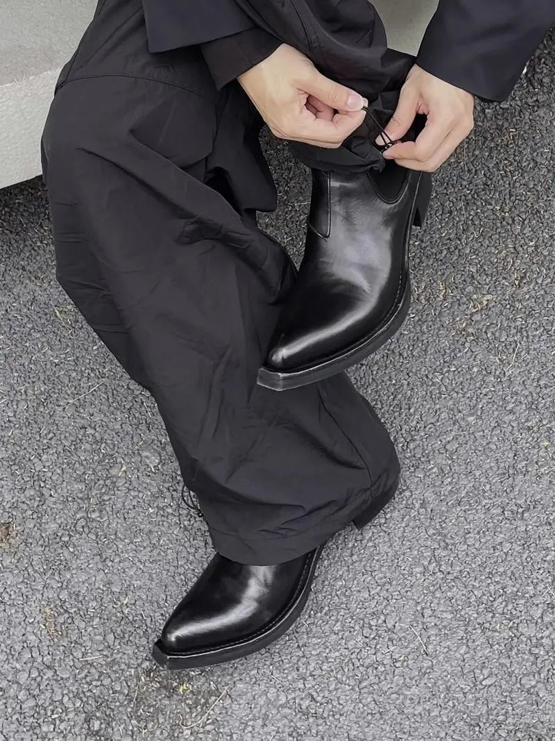 Hightop Mens heightened thicksoled pointedtoed Chelsea British casual trendy highheeled wizard boots 251030