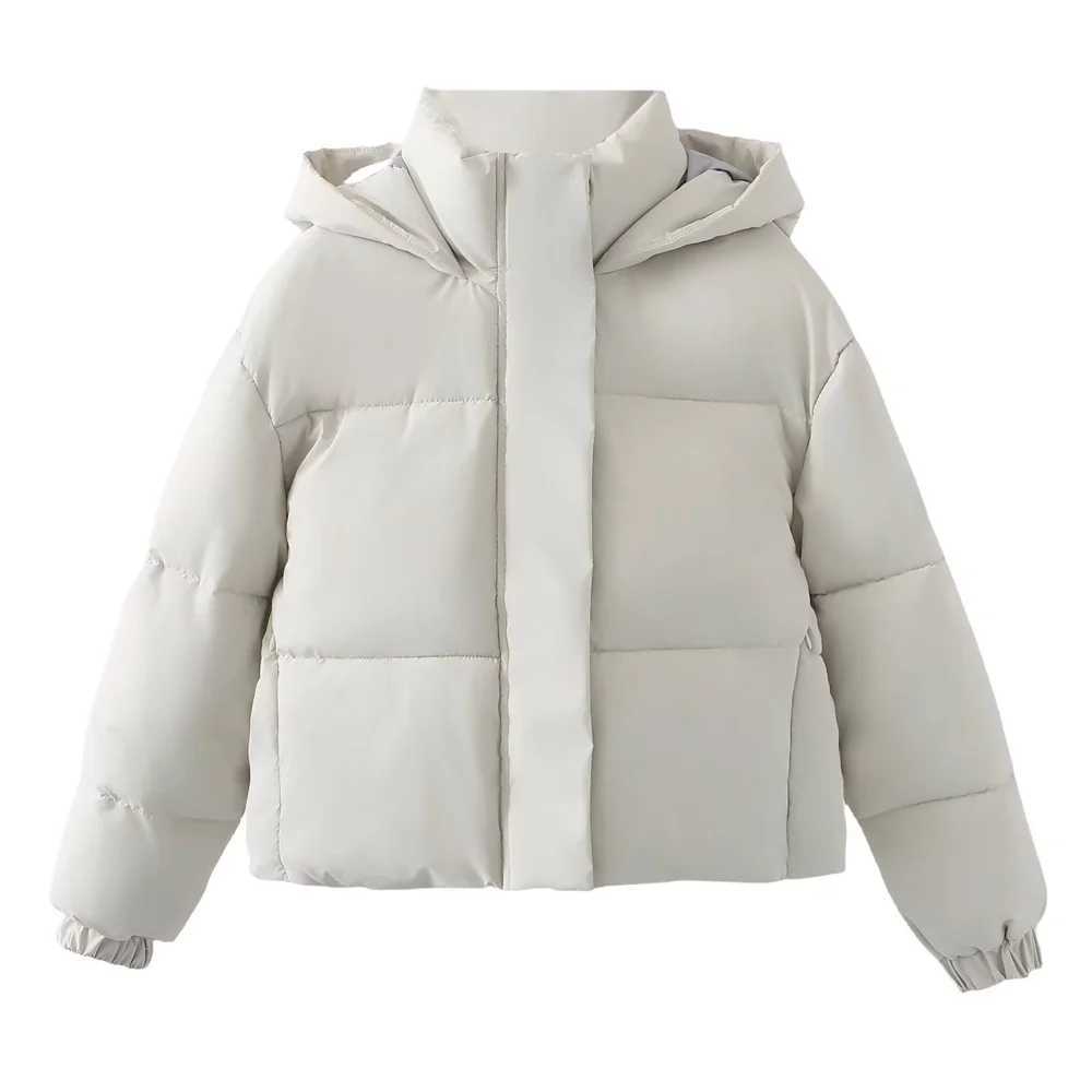 Autumn/Winter New Product Womens Hooded High Neck Loose Bread Clothes Pressure Glued Cotton Clothes Short Coat J251104