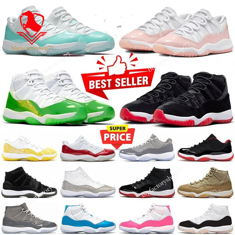 Designer sneakers J11 jordaly11 cherry mid cut basketball shoes for men women 11s high low Cement brown Green Snakeskin Bred Rose Gold Space Jam outdoor trainers J11