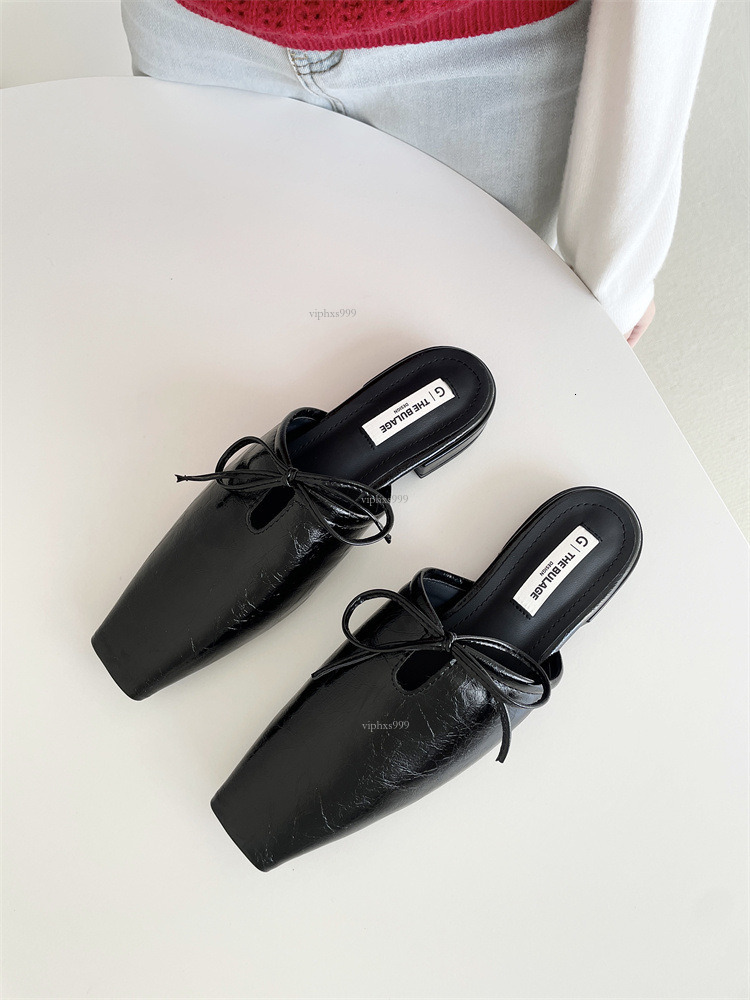 New Designer Sandals With Free Shipping 2025 Spring And Autumn New Style Lazy Soft Leather Low Heel French Baotou Half Dragged With Hollow Bow Outerwe