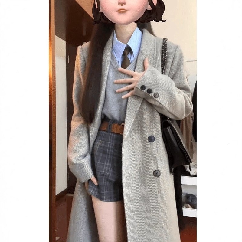Winter Thickened Wool Coat for Women 2025 New Korean Style Petite High-end College Style Shoulder Wool Coat 241129