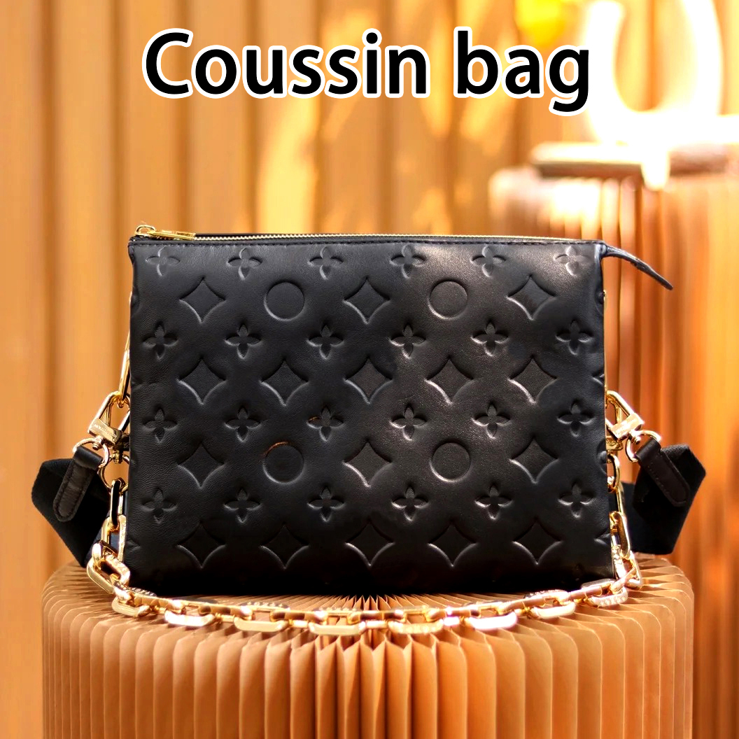 Coussin bag Designer Bags Fashion Women's Shoulder Bag Embossed Sheepskin PM Crossbody Vintage Metal Chain Handbag Black Waist Bag Designer Purse M57790 10A