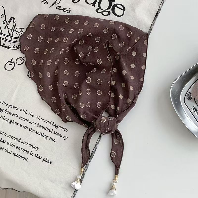 T410 Korean version of the spring and autumn floral art cotton and linen neck triangle scarf outer wear ladies small shawl scarf thin scarf