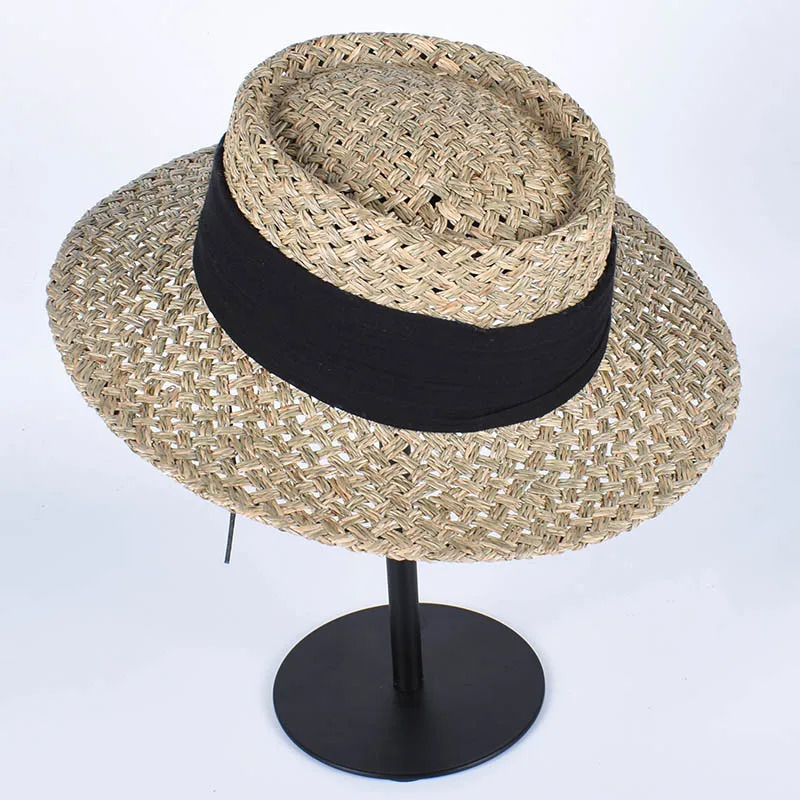 High Quality 100% Natural Grass Beach Sun Hat Women 2025 Hand Made French Travel Summer Sun Protection Cap Laides Straw Hats 250326