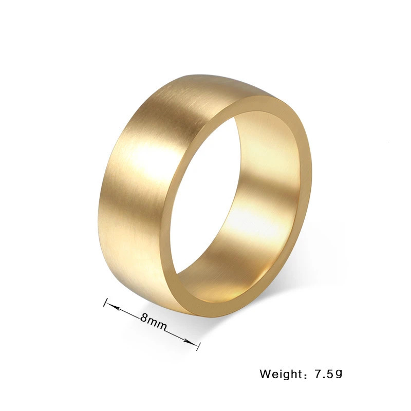 QianBei 8mm Classic Wide Chunky Ring for Men Gold Color Silver Color Black Stainless Steel Male Ring Alliance Wedding Jewelry 251031