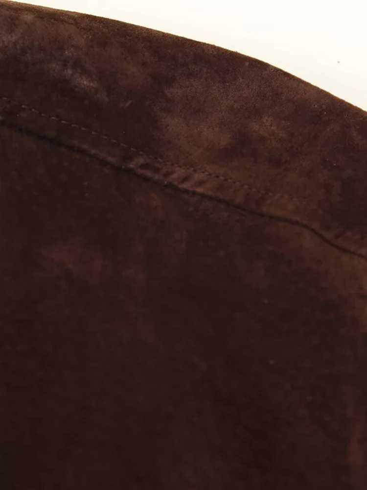 European and American style 2025 autumn new womens fashion trend pocket decoration suede leather bomber jacket J251103