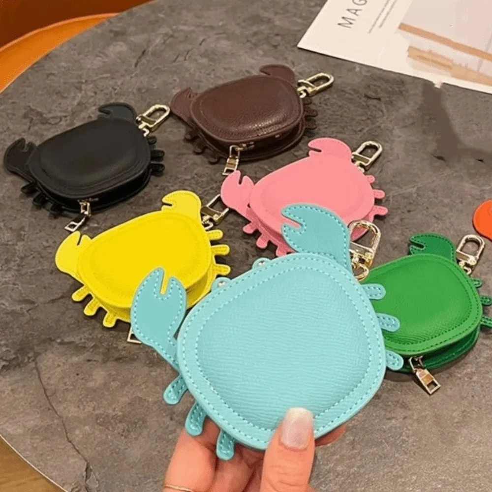 Cartoon Crab Coin Purse Keychain Cute Small Purse Crab PU Leather Pendant Backpack Hanger Zipper Earphone Bag Mini Storage Bag 251104