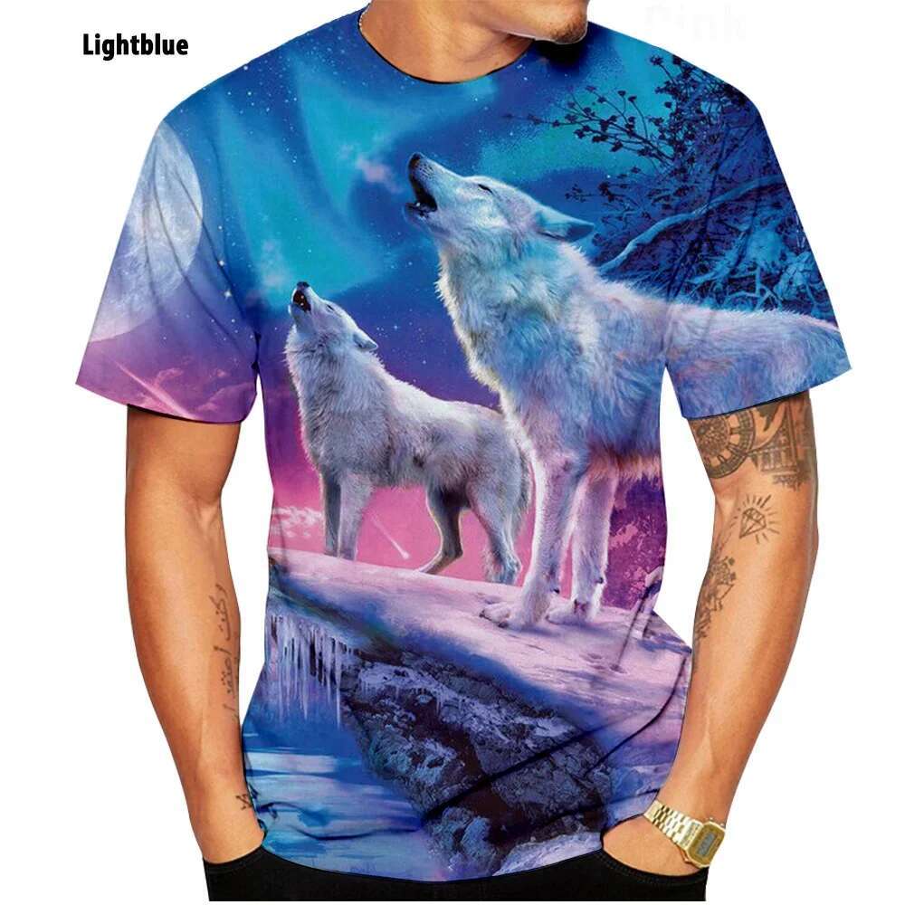 New Fashion Lovers 3D Printed Family Wolf Personalized 16 Style Blue and Colorful Menwomen T-shirt