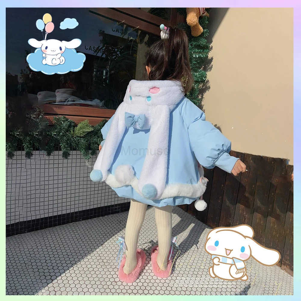 Sanrio Cinnamoroll Lolita Anime Blue Down Jackets Cartoon Girl Kids Fashion Kawaii Winter Sanrios Birthday Party Role Play Cute Jacket H251104
