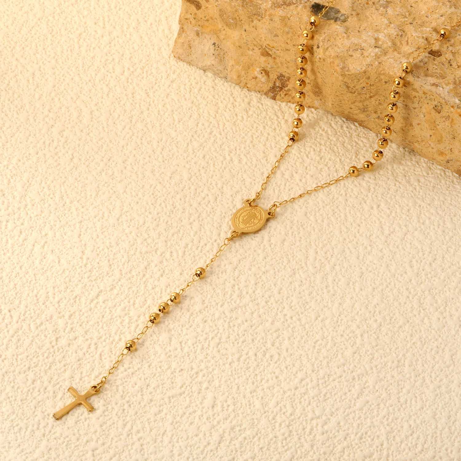 LUXUKISSKIDS Rosary Beads Christianity Necklaces Jesus Long Chains For Woman/Man Cross Pendants Steel Christian Jewelry PrayerXJ251104