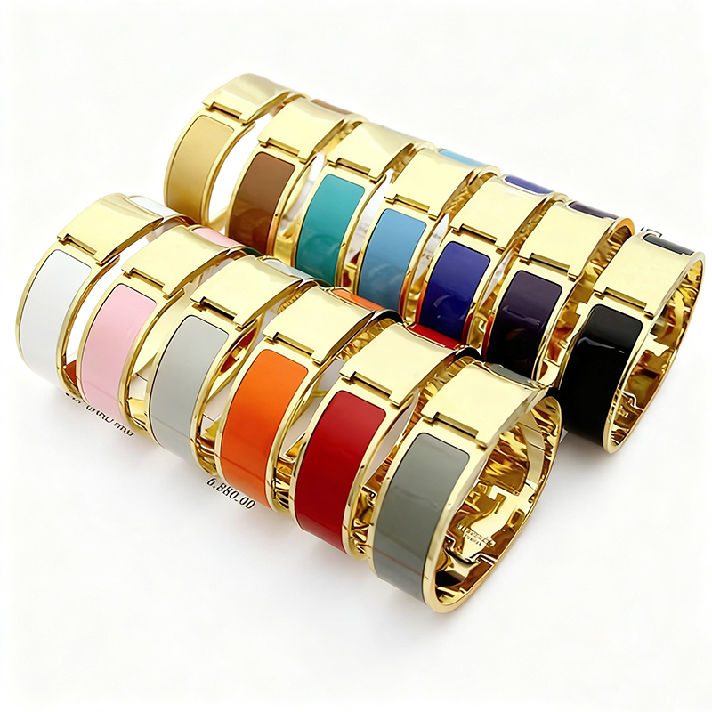 Brand H Bracelet Classic 18mm Enamel Cuff Bracelet Couple High Quality Stainless Steel Bracelet Designer Christmas Gift