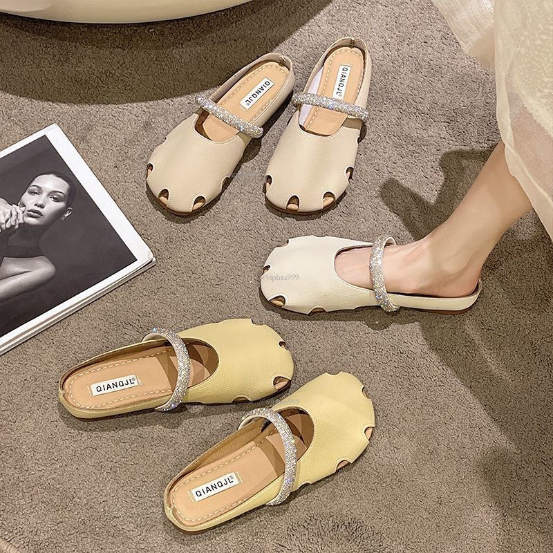 New Designer Sandals With Free Shipping Real Leather Breathable Toe Cap Semi Slippers For Women Style Slippers Worn Externally With Jelly Soft Sole Ho