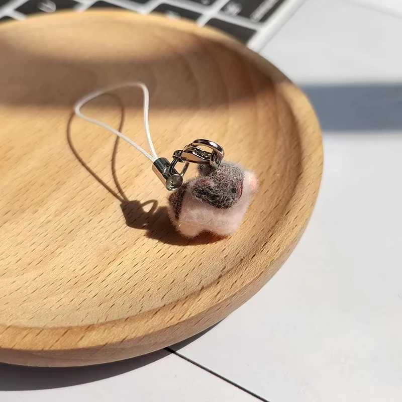 Resin Flocking Cute Mini Pig Keychains For Friend Gift Fluffy Lovely Boar Animal Pet Pendant Bag Earphone Case Phone LanyardW251103