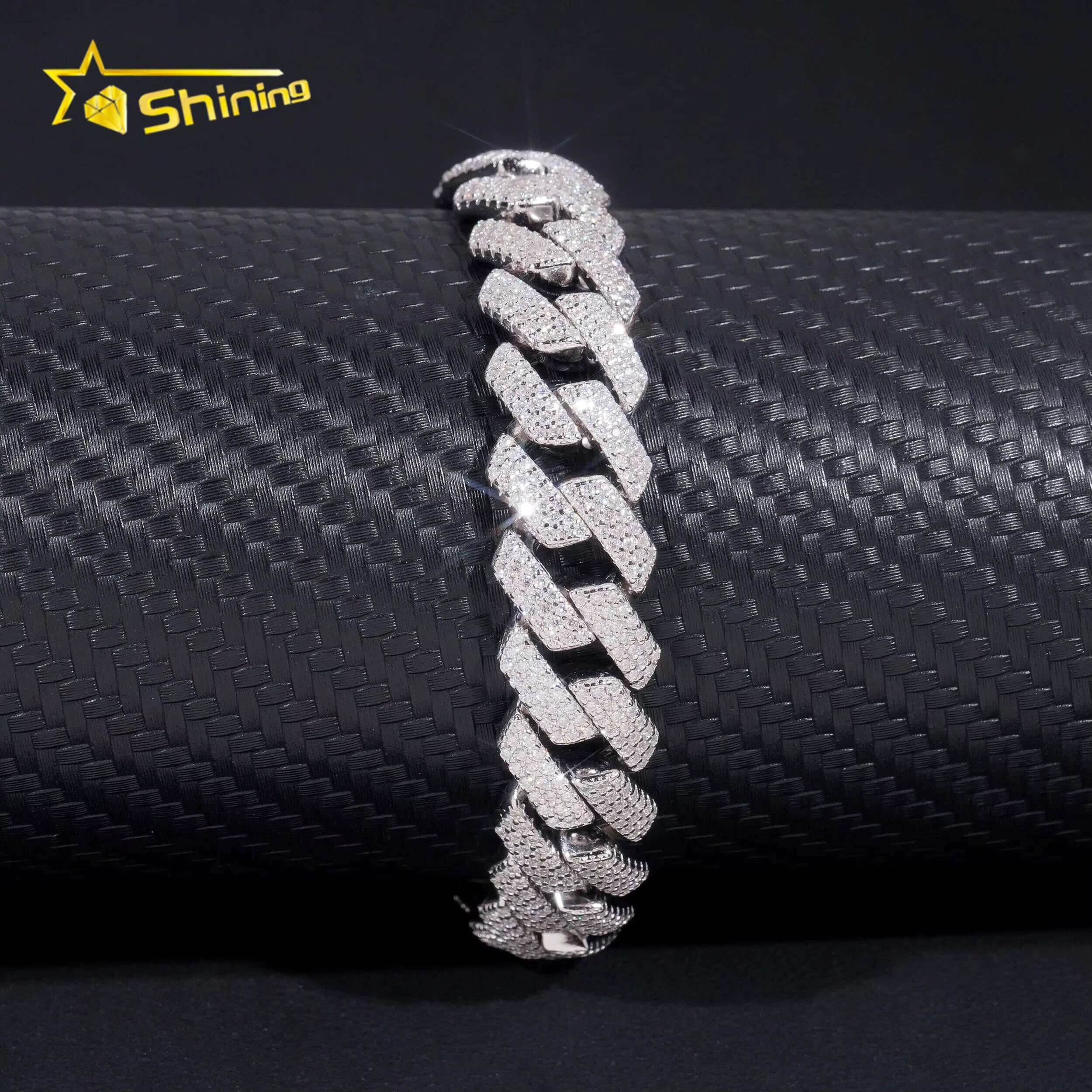 Fine Jewelry Lab Diamond 13mm Bracelet Necklace Silver 925 Vvs Moissanite Iced Out Lab Diamond Hip Hop Jewelry Cuban Link Chain