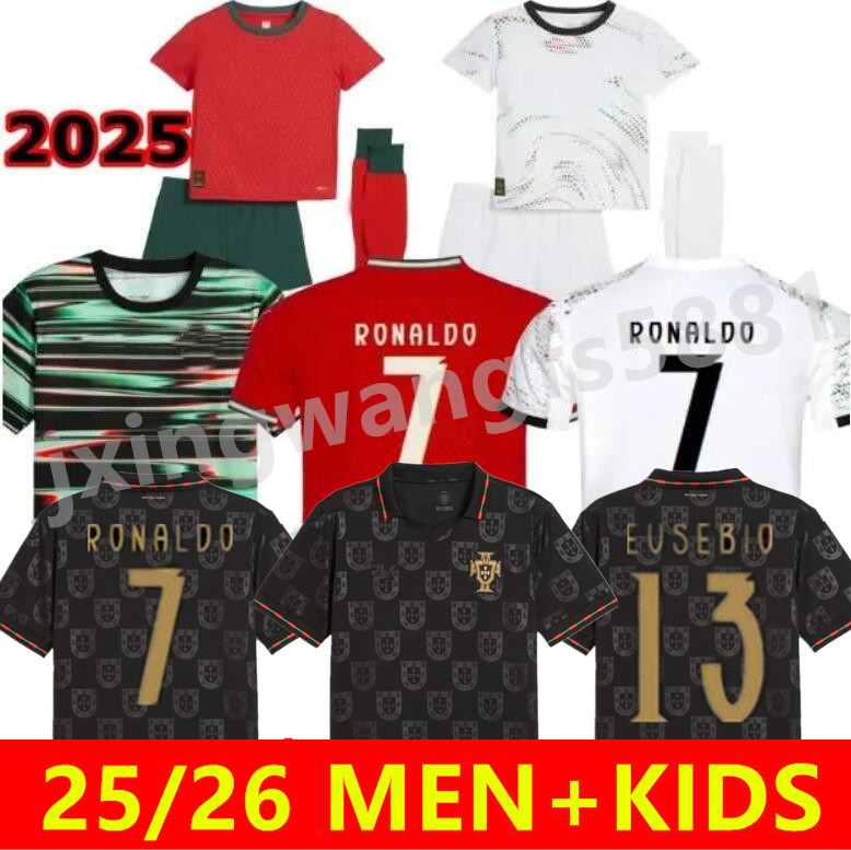 2025 2026 Portugal home away soccer jersey FERNANDES DIOGO J. Portuguesa Joao Felix 25/26 Black Panther Football shirt BERNARDO Ronaldo Portugieser Men Kids Kit