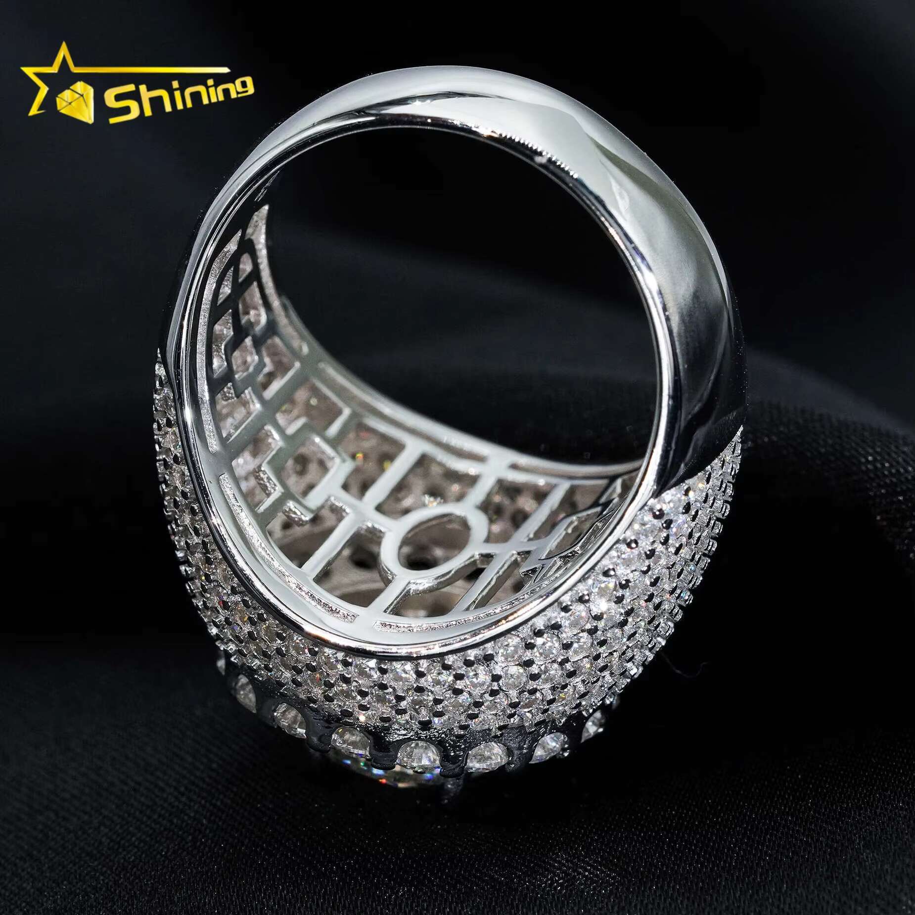 Pass Diamond Tester Iced Out Men Rings 925 Silver Fashion Moissanite Ring Hip Hop Fashion Jewelry Pinky Rings for Engagement