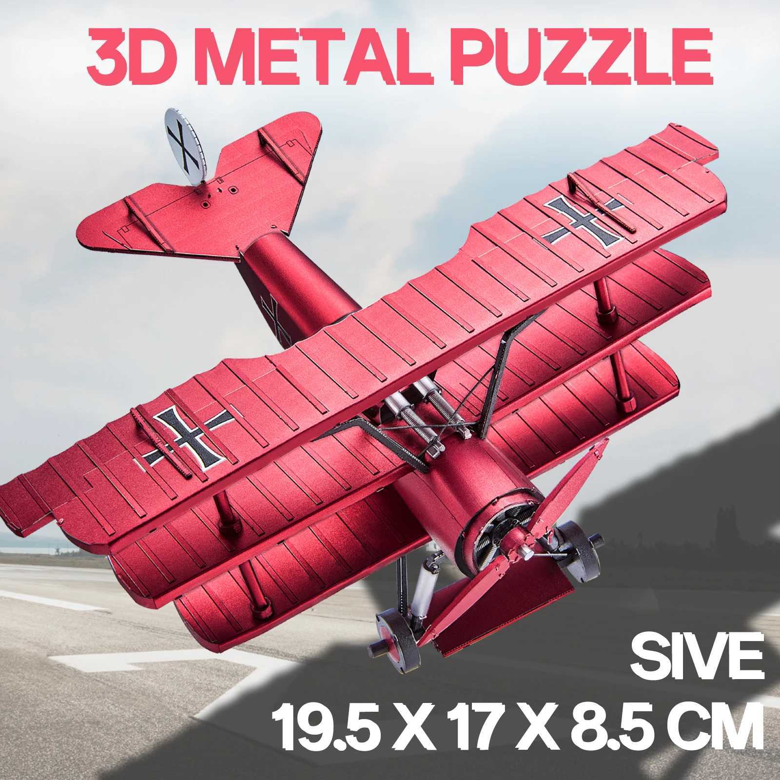 Piececool 3D Metal Puzzles Fokker Dr1 Triplane Assembly Metal Model Kits for Teen DIY Jigsaw Building Blocks Creative Gifts C251104