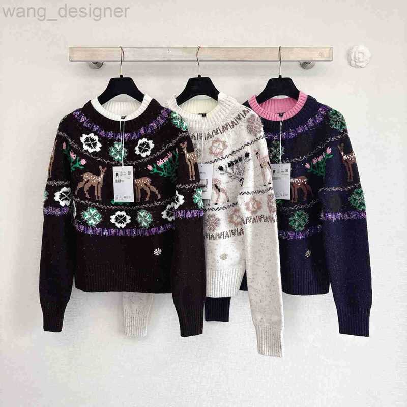 Women's Sweaters designer 25 Winter New Ski Series Deer Embroidered Knitted Sweater for Women NO1D