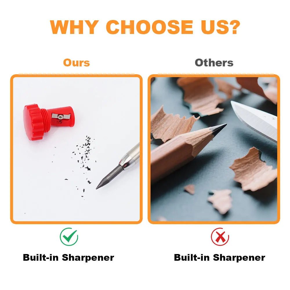 9pcsset 28mm Deep Hole Carpenter Pencil Set 3 Pens 3 Lead Refills 3 Caps Versatile for Writing Woodworking Marking 251103