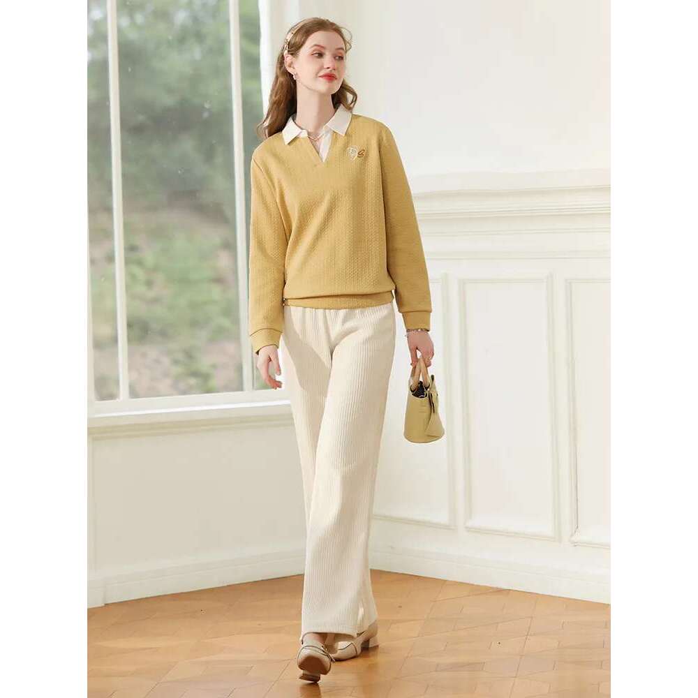 Thicken Hoodies For Women Embroidery Checkered Cotton Lapel Collar Loose Winter New Pullover Tops