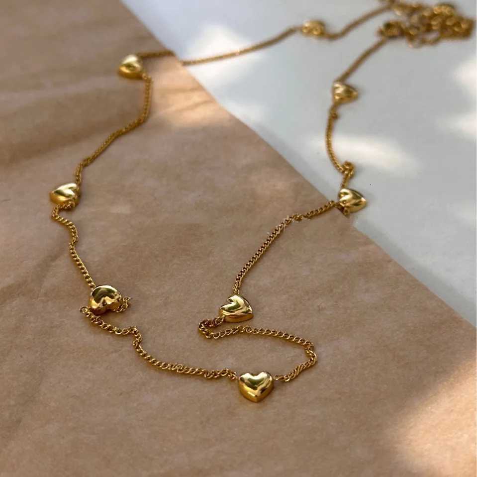 316L Stainless Steel New Fashion Jewelry Many Bead Love Heart Shape Charm Lovers Chain Choker Necklaces Pendants For WomenXJ251104