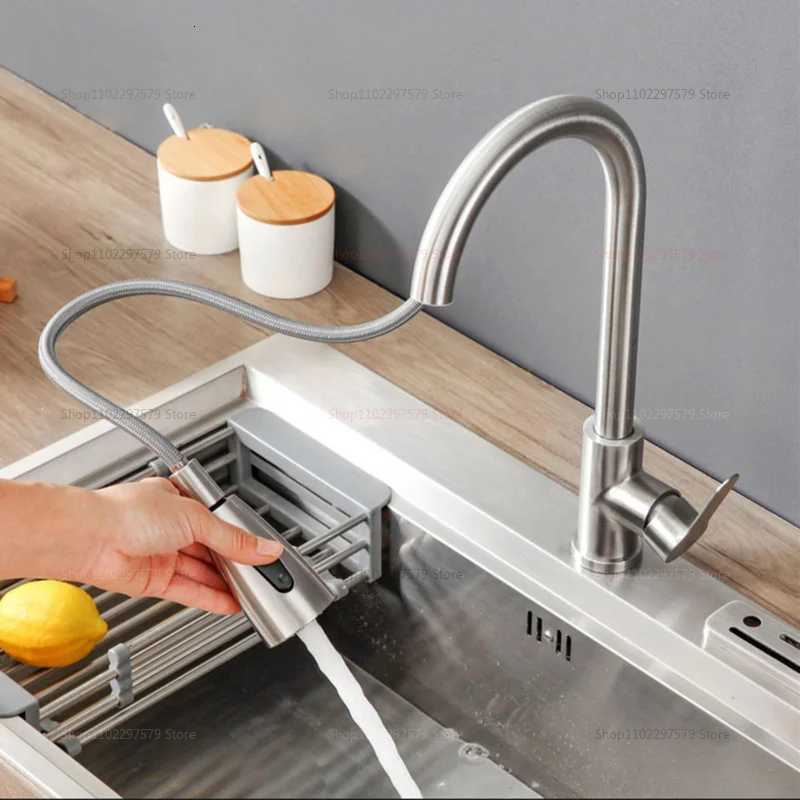Stainless Steel Kitchen Faucet Single Hole Pl Out Spray Sink Faucet 360 Rotation Filtration Easy Install Modern Design Y251104