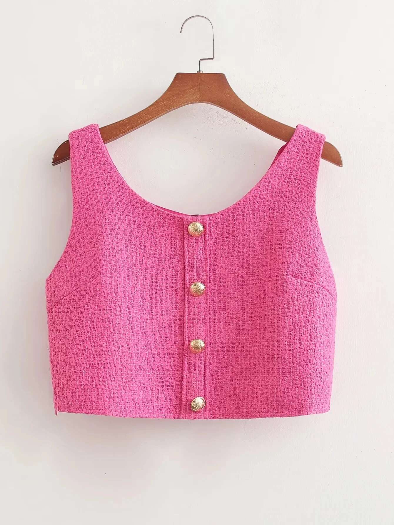 KAOPU ZA Women's Short Tweed Vest Women's High Waist Skirt Spring/Summer Set