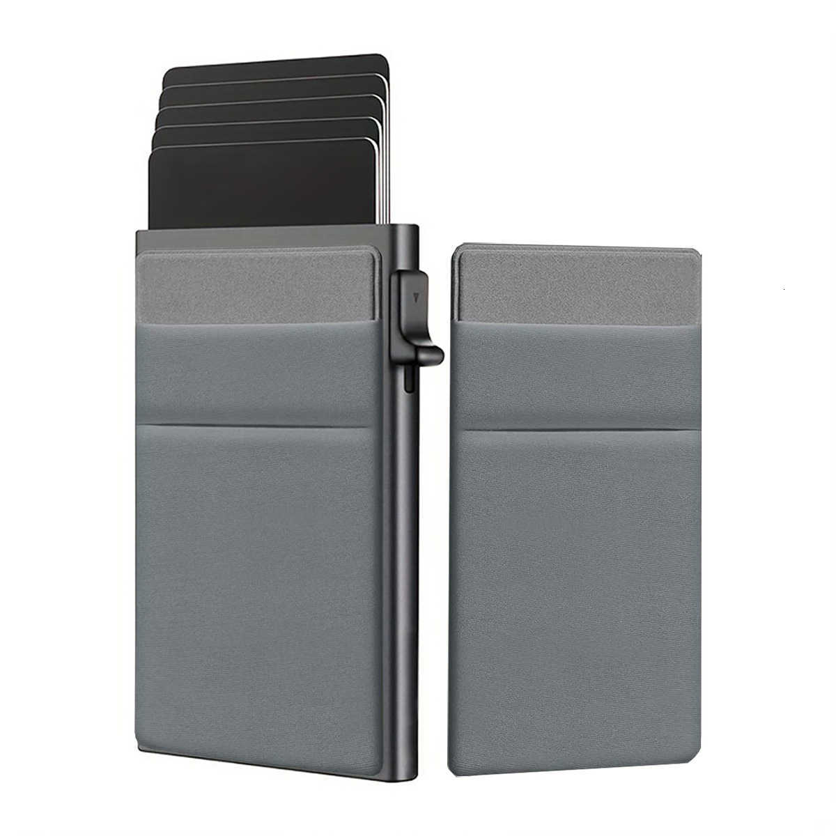 Aluminum alloy card case with automatic pop-out business card holder, anti-theft, anti-scan, RFID card-swiping sleeve, ultra-thin metal card holder