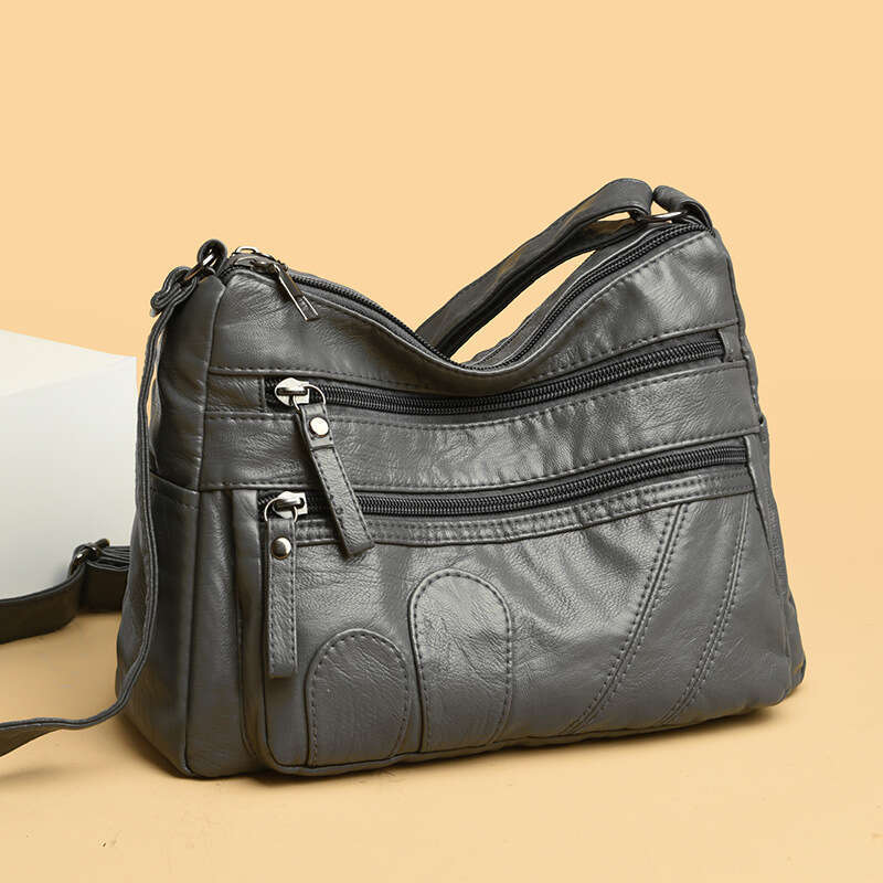 Women's middle-aged mother shoulder diagonally fashionable multi-layer soft leather women's bag wholesale 2025 new style temperament chic el