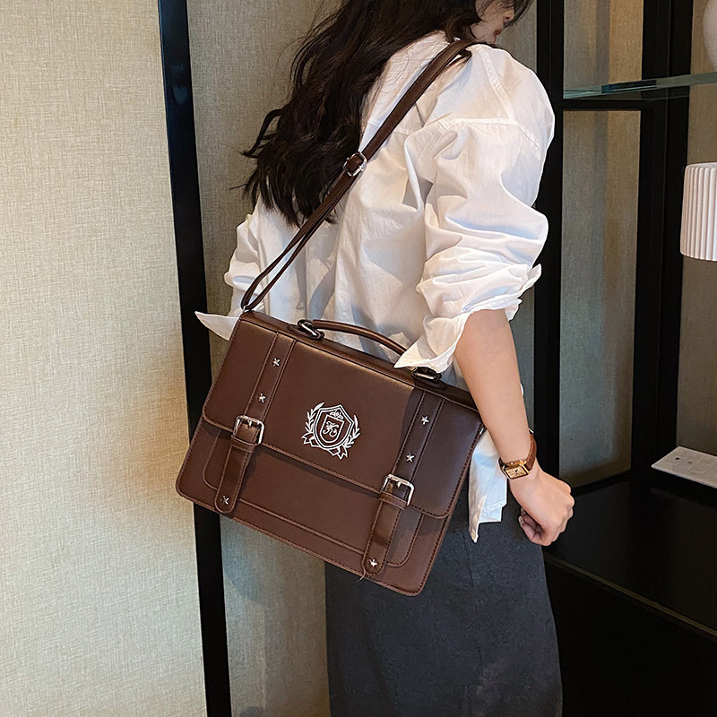 2025S New Model Designer Bag New Handheld Academy Style Uniform PU Backpack Large Capacity Single Shoulder Crossbody Bag Totebag