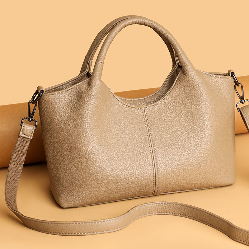 Cross-Border Foreign Trade Textured Soft Leather Women's Handbag 2025 New Lightweight Commuter Large Capacity Single Shoulder Crossbody Bag Trend