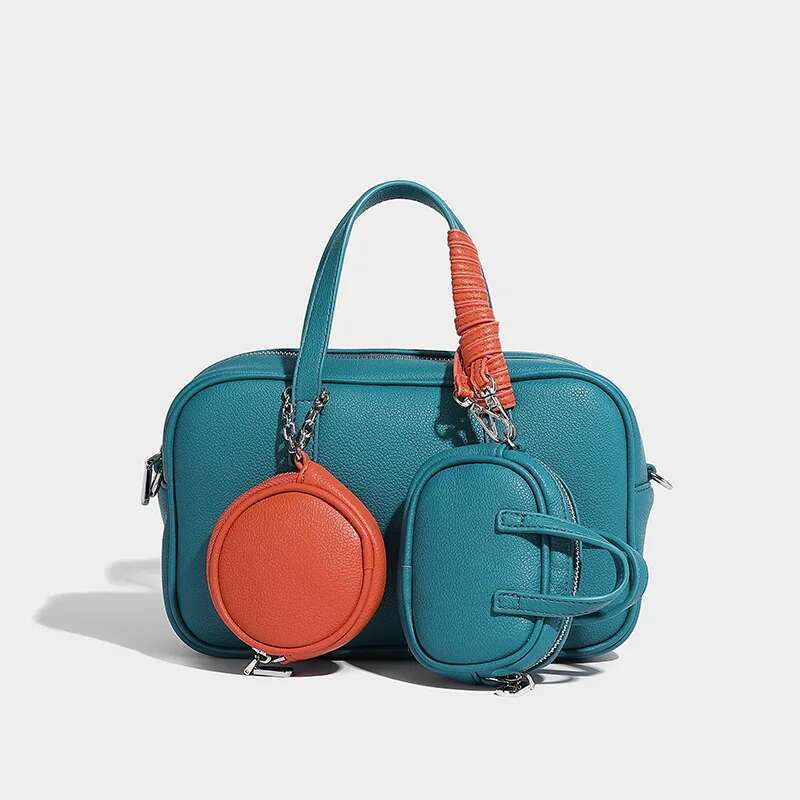 Boston Small Square 2025 New Y2k Contrasting Color Multi-Pendant Free Custom One-Shoulder Crossbody Bag Women's Handbag