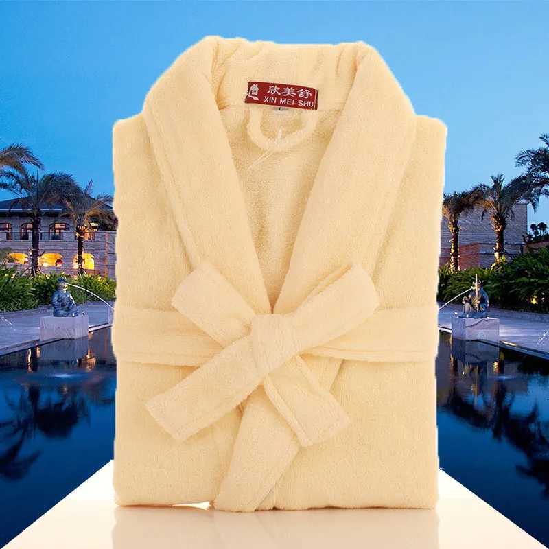 Mens Long Thick Terry Fleece Bathrobe 100 Cotton Towel Blue And White Bridesmaid Robe for Spring Autumn C251104