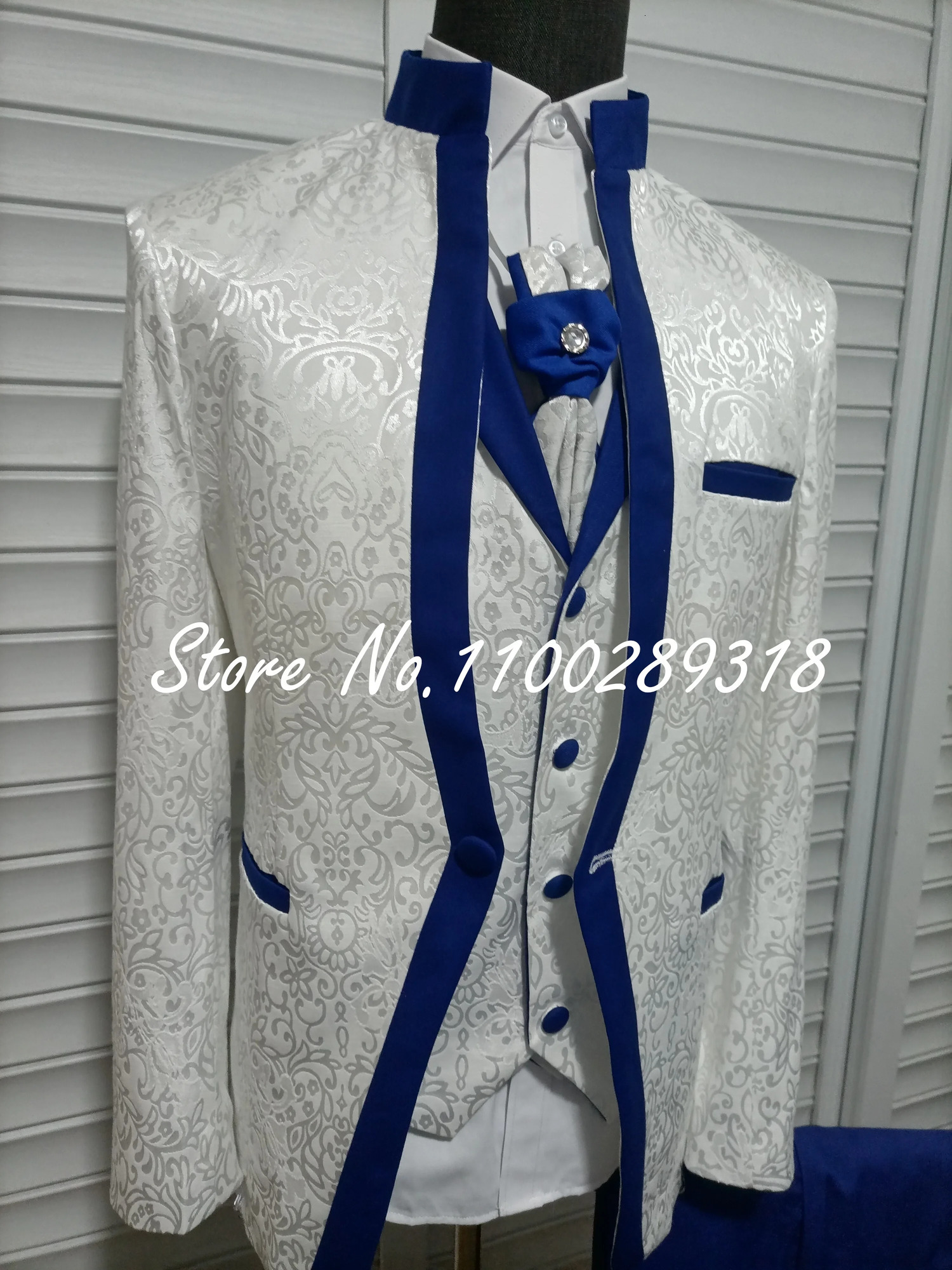 White Royal Blue Men Suit For Wedding Groom Tuxedos Shawl Collar Formal Jacket Male Blazer Pants Vest Three Piece Costume Homme 250403