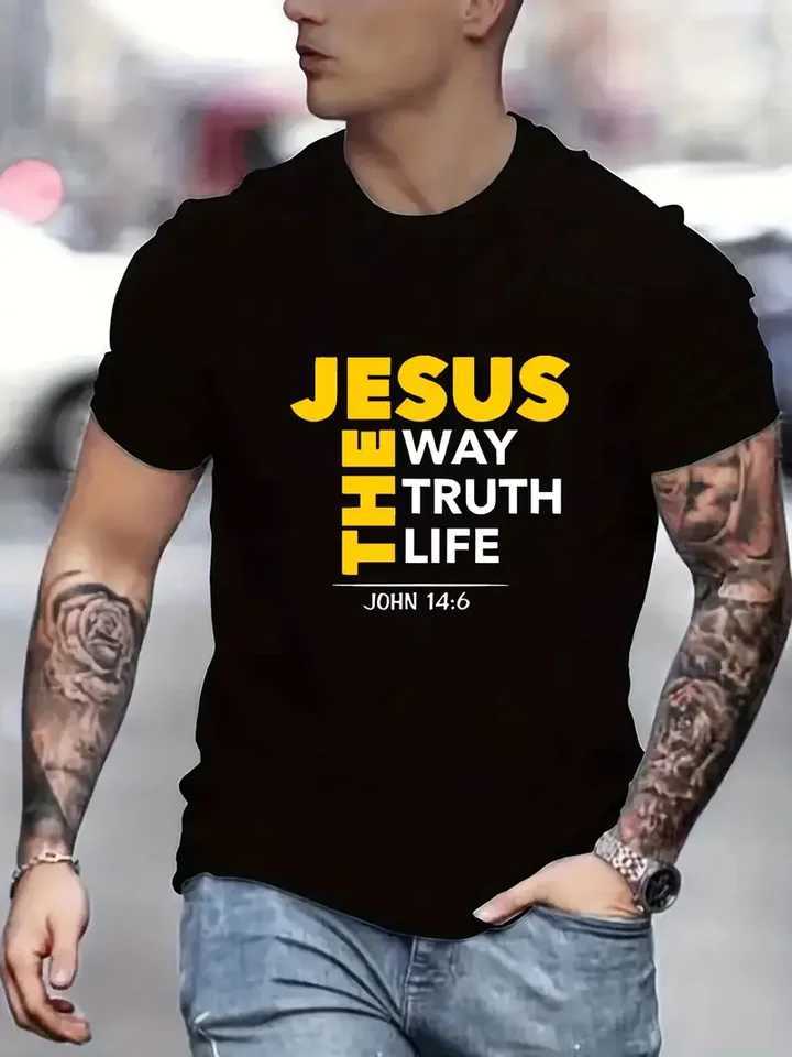 Jesus Print T-shirt mens T-shirt casual short sleeved T-shirt summer casual comfortable all year round easy to care for W250403