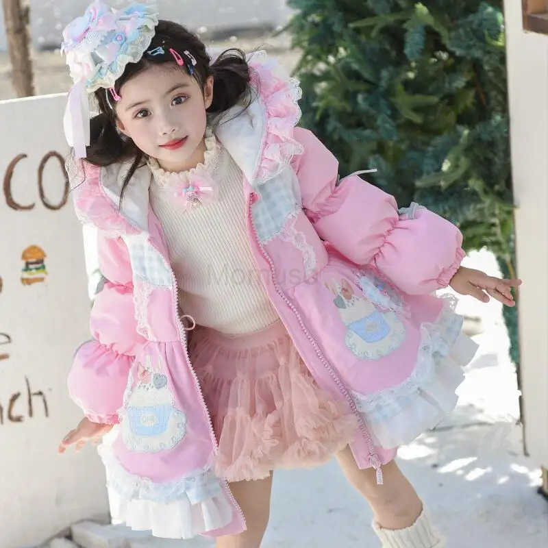 Sanrio My Melody Girl Cinnamoroll Kawaii Lolita Cotton Jacket 2025 Winter New Cartoon Anime Childrens Cartoon Hooded Thick Warm Coat H251104
