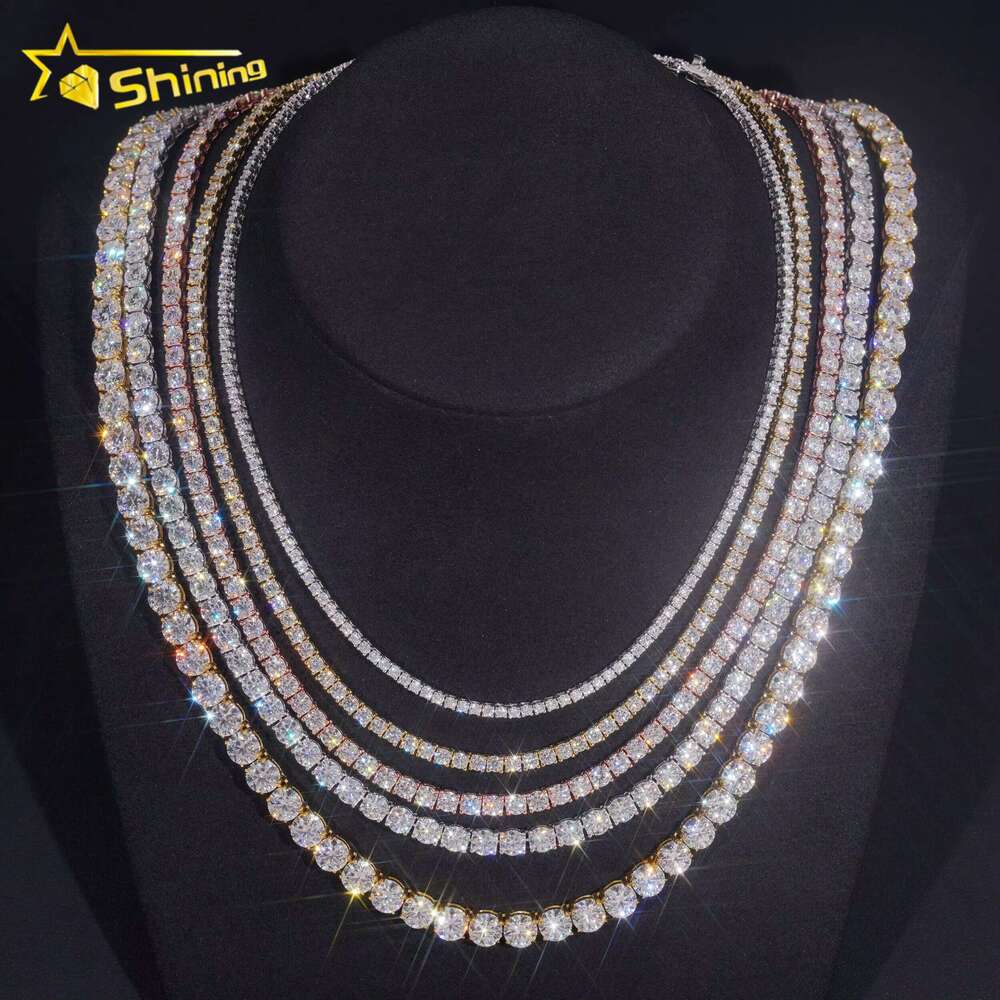 Wholesale Factory Price Iced Out 2mm 3mm 4mm 5mm 6.5mm Sterg Sier Lab Dia VVS Moissanite Tennis Chain