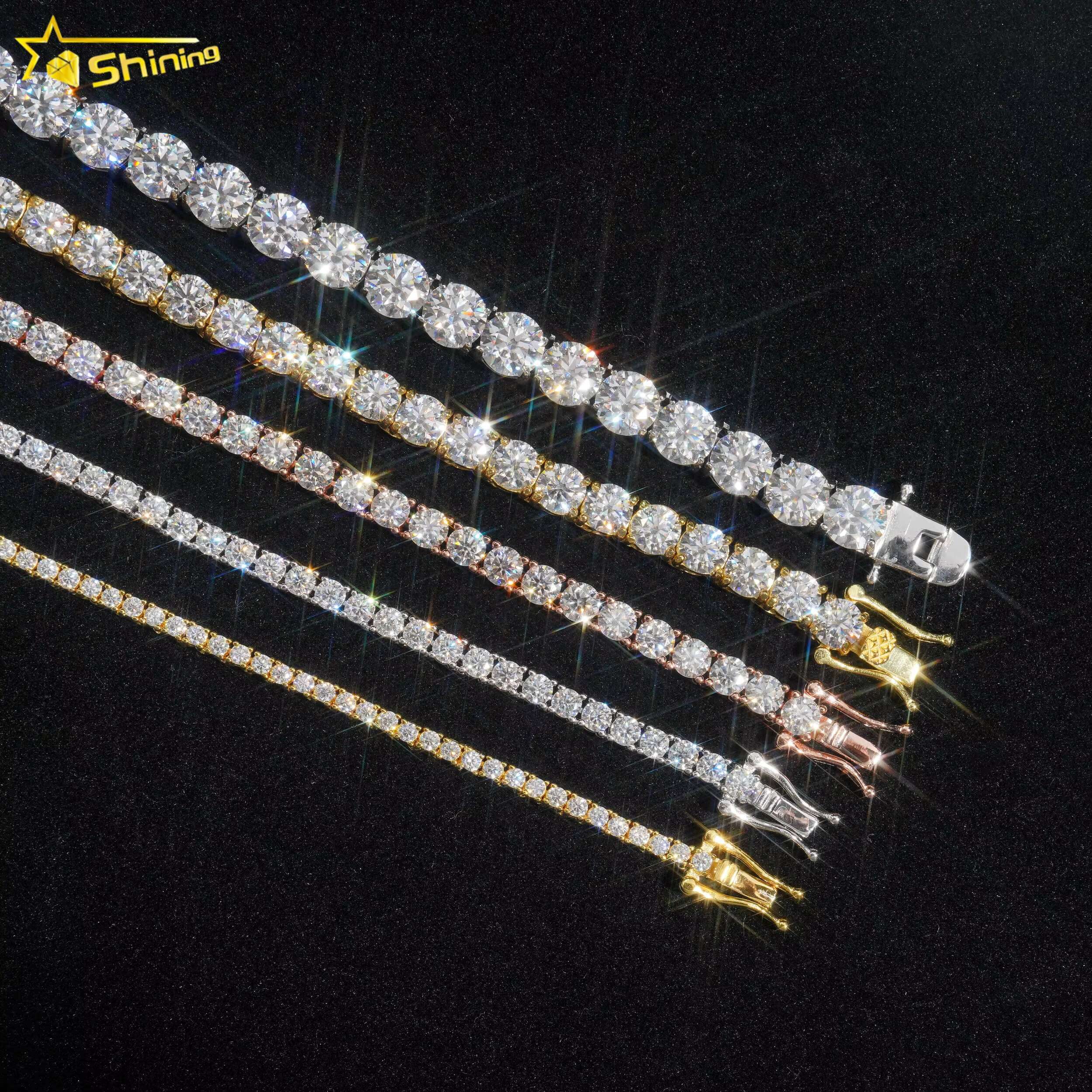 Ship Worldwide 2mm 3mm 4mm Factory Wholesale Solid S925 Gold Plated Hip Hop Necklace VVS D Color Moissanite Diamond Tennis Chain