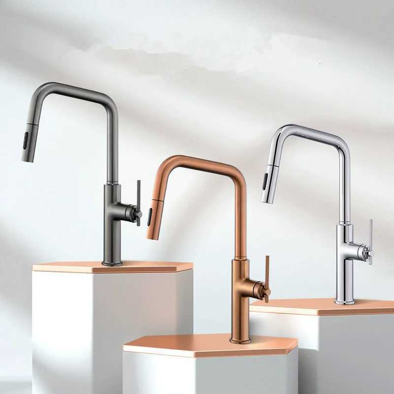 Bed Rose Gold Pl Out Kitchen Faucets B Gold Sink Faucets Brass Sink Tap Rotating Spout Mixers Tap Hot Cold Water Crane Y251104