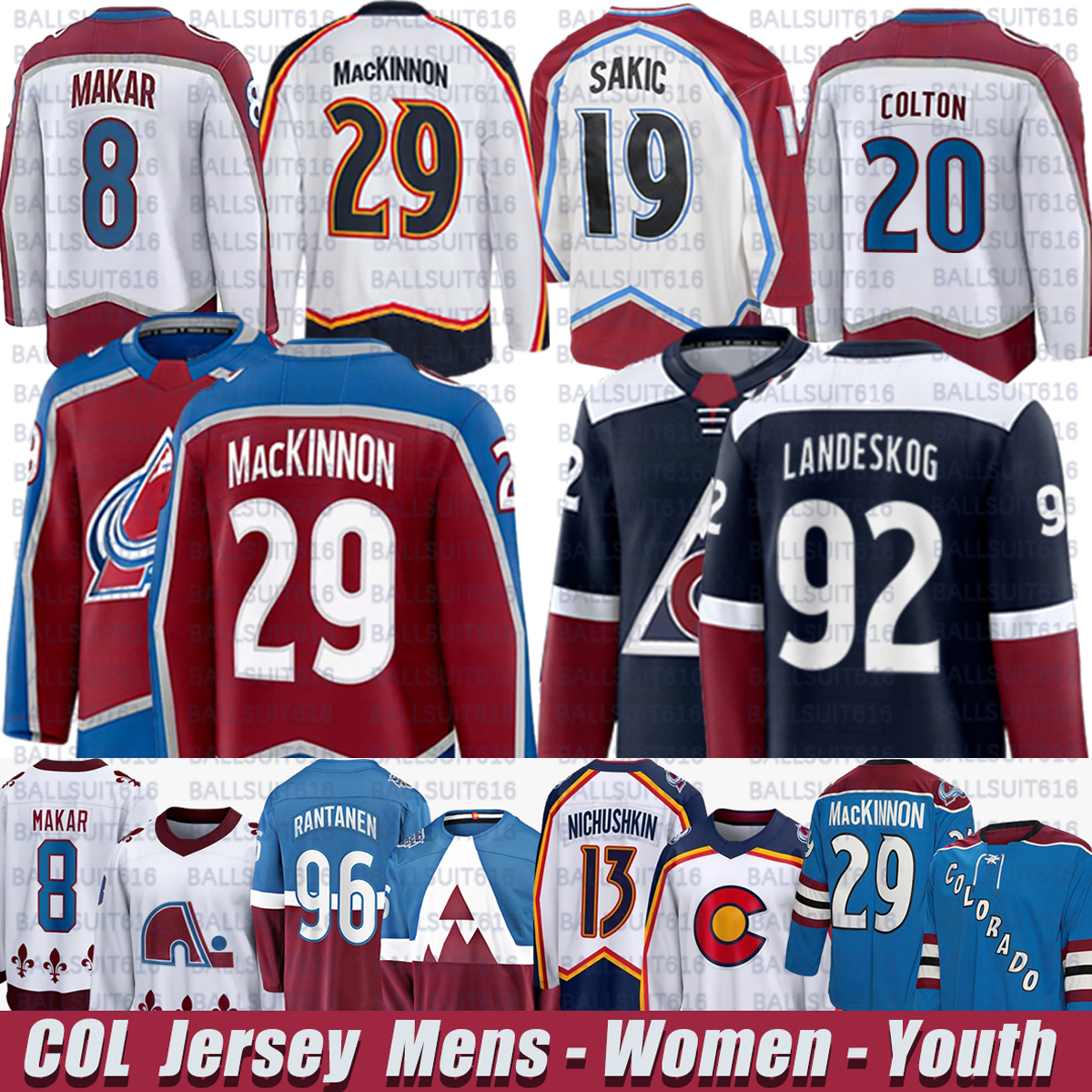 #29 Nathan MacKinnon jersey Cale Makar Collorado Avalanche jersey Gabriel Landeskog Ross Colton Miles Wood Artturi Lehkonen Devon Toews Nichushkin Hockey Jerseys