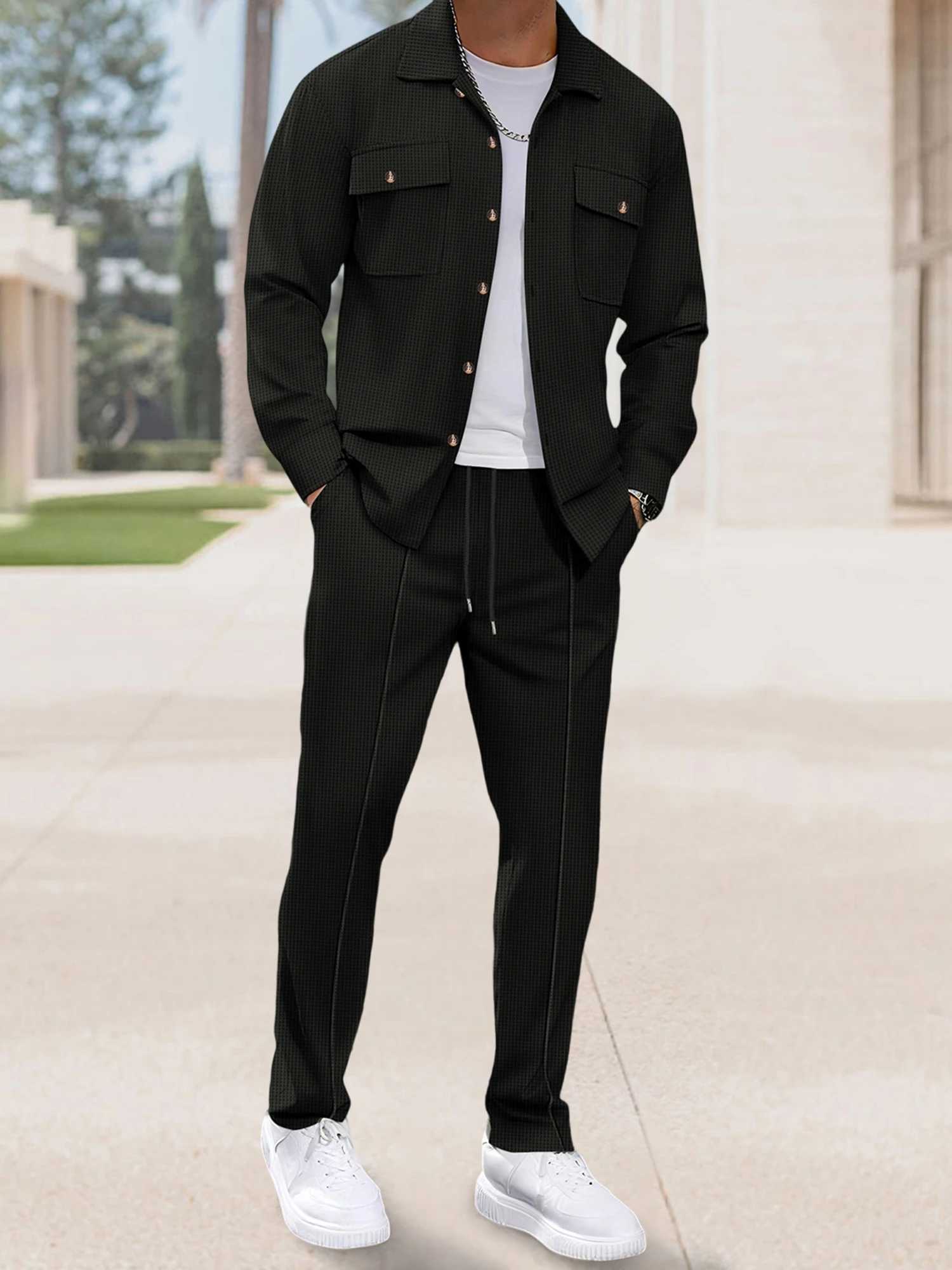 Men s 2Piece Suit Fit Blazer with Matching Trousers Formal Business Attire for Fall Events and Occasions J251104